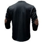 Drawstring V-Neck Long-Sleeve Henley // Black (XS)