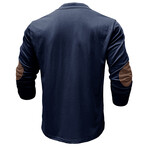 Drawstring V-Neck Long-Sleeve Henley // Dark Blue (XS)