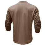 Drawstring V-Neck Long-Sleeve Henley // Khaki (XS)