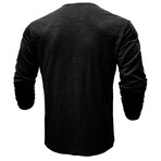 Long-Sleeve Melange Henley // Black (S)