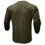 Long-Sleeve Melange Henley // Army Green (S)
