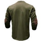 Drawstring V-Neck Long-Sleeve Henley // Army Green (S)