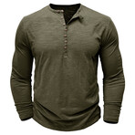 Long-Sleeve Melange Henley // Army Green (S)