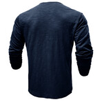 Long-Sleeve Melange Henley // Dark Blue (S)