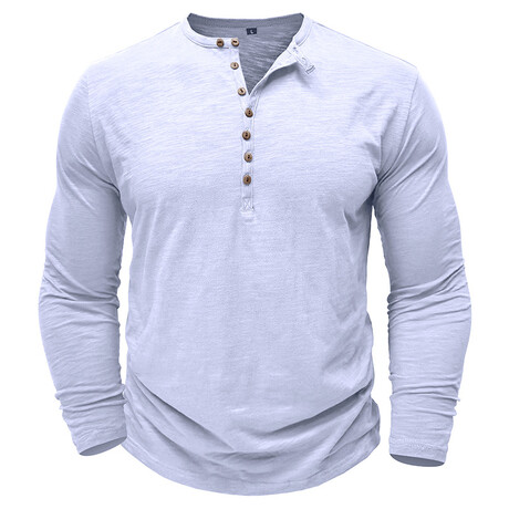 Long-Sleeve Melange Henley // White (XS)