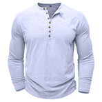 Long-Sleeve Melange Henley // White (XL)