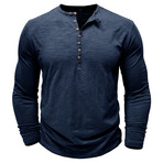 Long-Sleeve Melange Henley // Dark Blue (S)