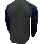 Crewneck Raglan Long-Sleeve T-Shirt // Dark Gray + Blue (XS)