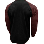 Crewneck Raglan Long-Sleeve T-Shirt // Black + Burgundy (XS)