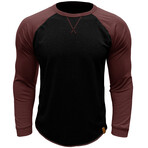 Crewneck Raglan Long-Sleeve T-Shirt // Black + Burgundy (XS)