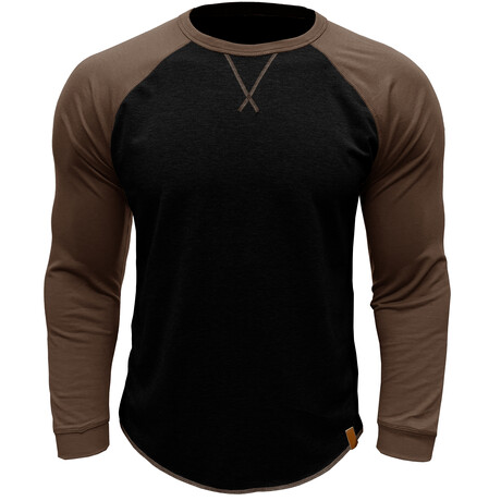 Crewneck Raglan Long-Sleeve T-Shirt // Black + Brown (XS)