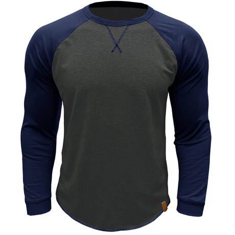 Crewneck Raglan Long-Sleeve T-Shirt // Dark Gray + Blue (XS)