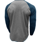 Crewneck Raglan Long-Sleeve T-Shirt // Gray + Blue (L)