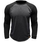 Crewneck Raglan Long-Sleeve T-Shirt // Dark Gray + Black (L)