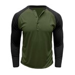Raglan Long-Sleeve Henley // Army Green (XS)
