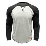Crewneck Raglan Long-Sleeve T-Shirt // Light Gray + Black (M)