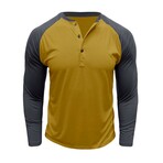 Raglan Long-Sleeve Henley // Yellow + Dark Gray (XS)