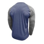 Raglan Long-Sleeve Henley // Dark Blue + Light Gray (S)