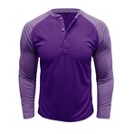 Raglan Long-Sleeve Henley // Purple + Lavander (XS)
