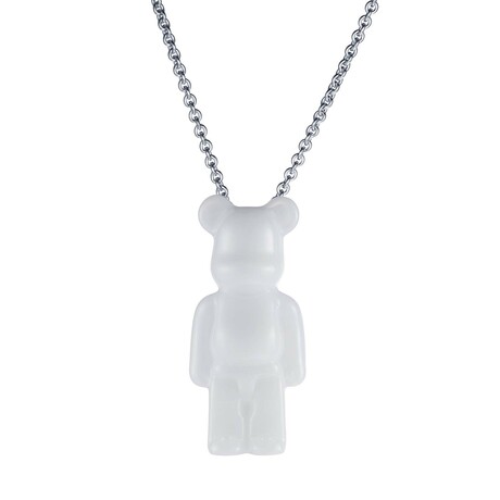 Baccarat X Be@rbrick Crystal + Sterling Silver Bear Pendant Necklace // 16"-18" // White