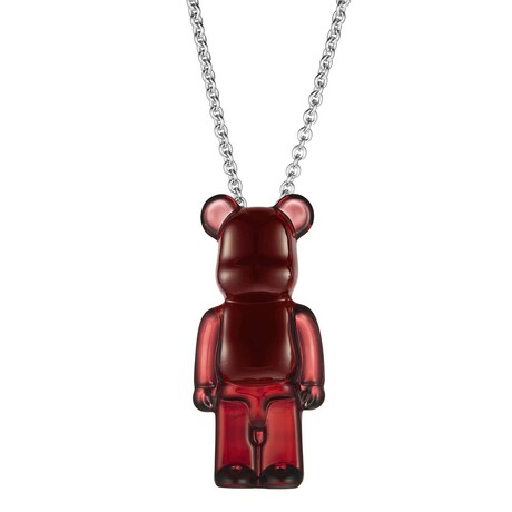 Baccarat X Be@rbrick Crystal + Sterling Silver Bear Pendant Necklace // 16"-18" // Red