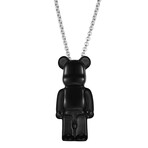 Baccarat X Be@rbrick Crystal + Sterling Silver Bear Pendant Necklace // 16"-18" // Black