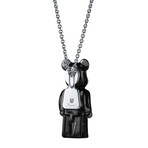 Baccarat X Be@rbrick Crystal + Sterling Silver Bear Pendant Necklace // 16"-18" // Black