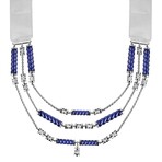 Baccarat Crystal + Sterling Silver Torsade Necklace // 16"-18" // Midnight Blue + Mist Gray + Silver