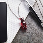 Baccarat X Be@rbrick Crystal + Sterling Silver Bear Pendant Necklace // 16"-18" // Red