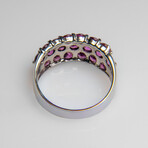 Genuine Rhodolite Gemstone Sterling Silver Ring // Size 8 // v.1