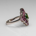 Genuine Rhodolite Gemstone Sterling Silver Ring // Size 8 // v.2