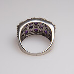 Genuine Amethyst with Tanzanite Gemstone Sterling Silver Ring // Size 6 3/4