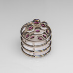 Genuine Rhodolite Gemstone Sterling Silver Ring // Size 7.5