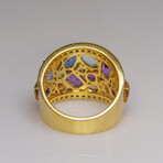 Genuine Amethyst with Tanzanite Gemstone Sterling Silver Ring // Size 8