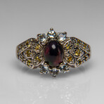 Genuine Opal Gemstone Sterling Silver Ring // Size 8