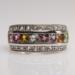 Genuine Tourmaline Gemstone Sterling Silver Ring // Size 7