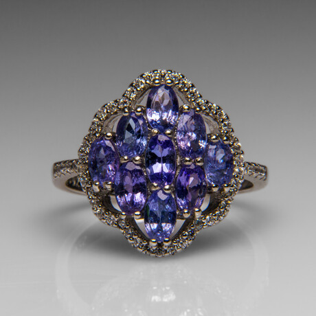 Genuine Tanzanite Gemstone Sterling Silver Ring // Size 8 3/4