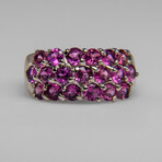 Genuine Rhodolite Gemstone Sterling Silver Ring // Size 8 // v.1