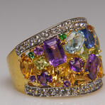 Genuine Amethyst with Tanzanite Gemstone Sterling Silver Ring // Size 8