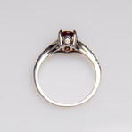 Genuine Garnet Gemstone Sterling Silver Ring // Size 7