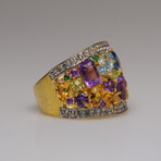 Genuine Amethyst with Tanzanite Gemstone Sterling Silver Ring // Size 8