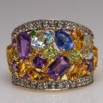 Genuine Amethyst with Tanzanite Gemstone Sterling Silver Ring // Size 8