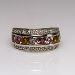 Genuine Tourmaline Gemstone Sterling Silver Ring // Size 7