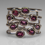 Genuine Rhodolite Gemstone Sterling Silver Ring // Size 7.5