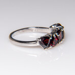 Genuine Garnet Gemstone Sterling Silver Ring // Size 6.5 // v.2