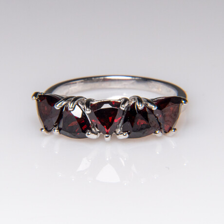 Genuine Garnet Gemstone Sterling Silver Ring // Size 6.5 // v.2