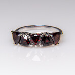 Genuine Garnet Gemstone Sterling Silver Ring // Size 6.5 // v.2