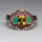 Genuine Gemstone Sterling Silver Ring // Size 6.5