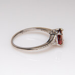 Genuine Garnet Gemstone Sterling Silver Ring // Size 7