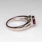 Genuine Garnet Gemstone Sterling Silver Ring // Size 6 3/4